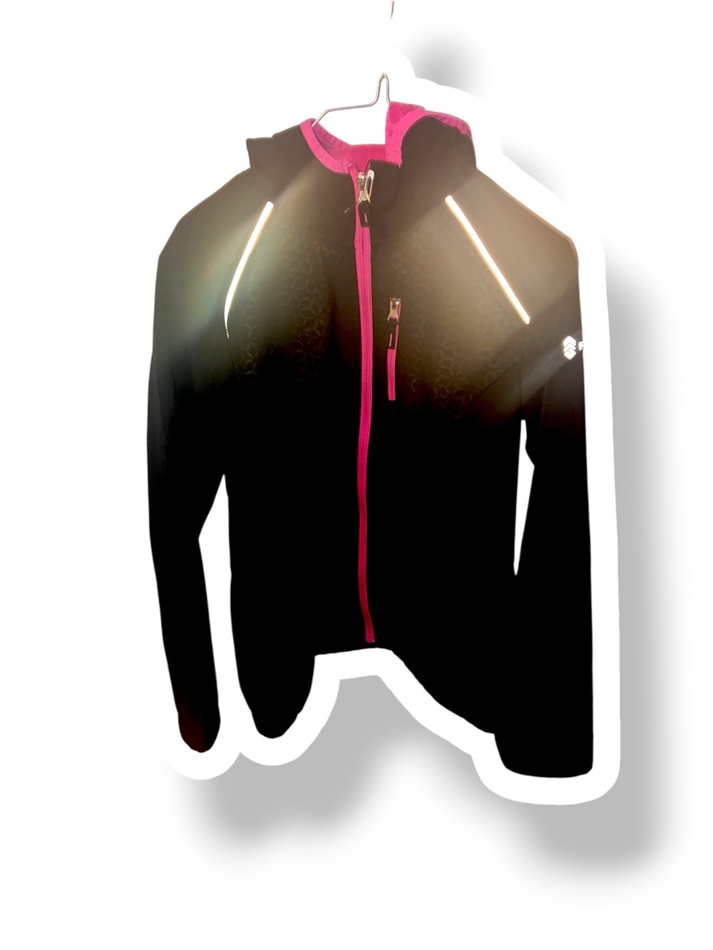Free Country Black Jacket with Pink Trim and Reflective Accents